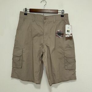 LONDON FOG FLEX WAIST Taupe Brown Cotton Cargo Shorts  NEW NWT Men's 32 (30x10)